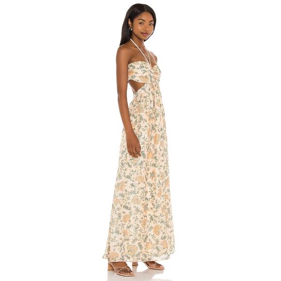 House of Harlow Floral Halter Maxi Dress XS Boho Fairy Cottagecore Wedding Guest - Picture 3 of 13